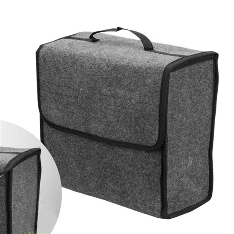 Gray soft felt car trunk organizer bag, fireproof and neat storage box. n