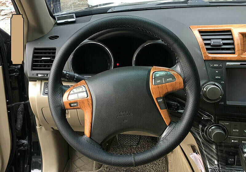 for Toyota Highlander 08-2013 Wood Grain Inner Steering Wheel Switch Cover Trim