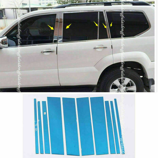 Chrome Pillar Panels for Toyota LC Prado Fj120 2003-2009 Window Cover Trim Steel
