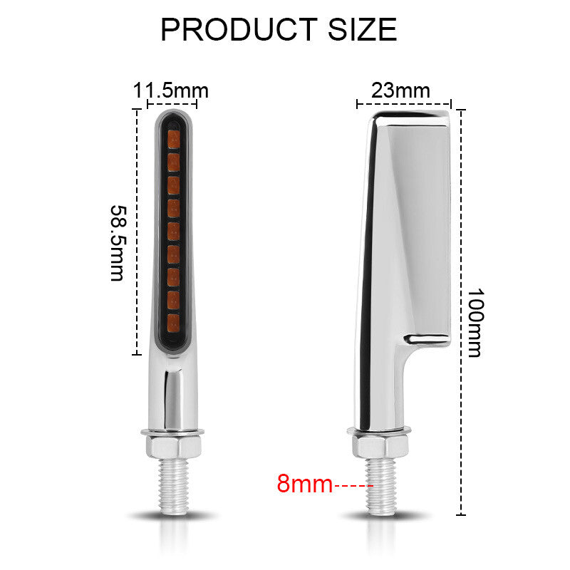 2x Sequential Flowing Amber LED Motorcycle Turn Signals Indicator Light Chrome