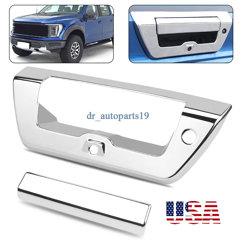 2pcs Tailgate Door Handle Cover Trim Decor Bezel for Ford F150 2015-2019 Chrome