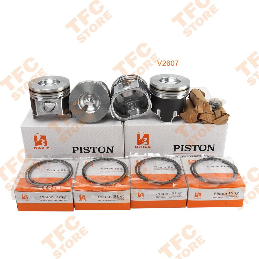 4Pcs Piston With Piston Ring For Kubota V2607 1J700-2111 engine 40mm Dome