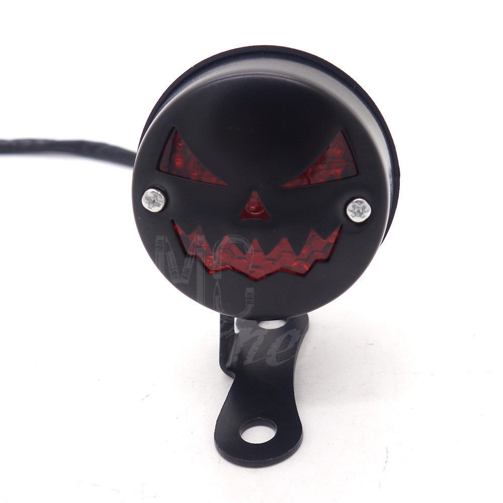 Black LED Vintage Pumpkin Tail Brake Rear Light For Cafe Bobber Cruiser Chopper Q