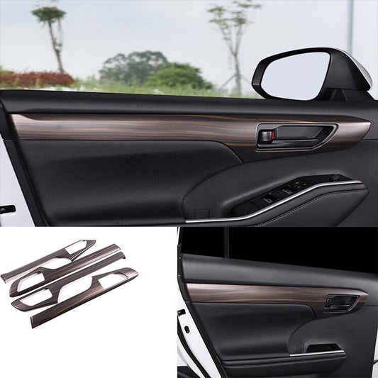 Strip Trim Interior Door Panel Cover Wood Grain for Toyota Highlander 2020-2023