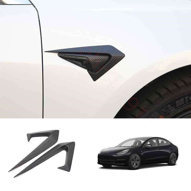 For Model 3 2019-2023 Matte Carbon ABS Look Side Camera Spoiler Cover n