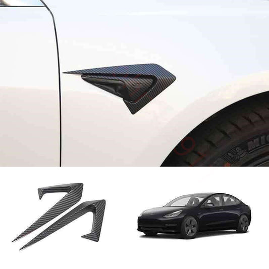 For Model 3 2019-2023 Matte Carbon ABS Look Side Camera Spoiler Cover n