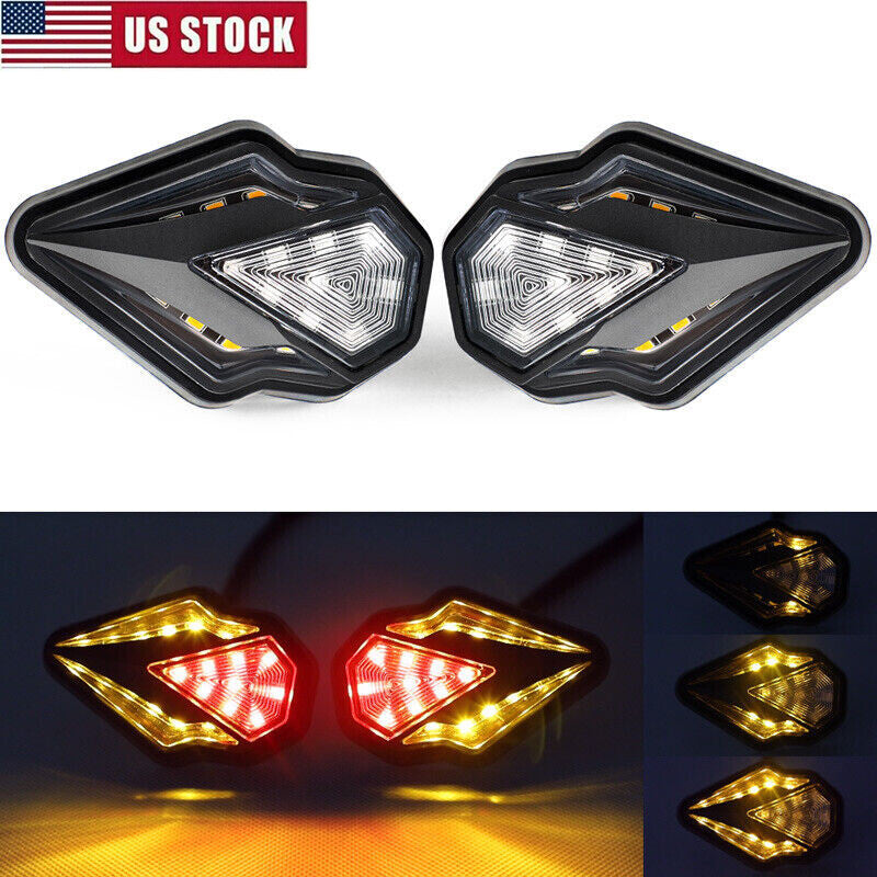 2X Sequential Flowing Motorcycle Flush Mount LED Turn Signals Blinker Light DRL