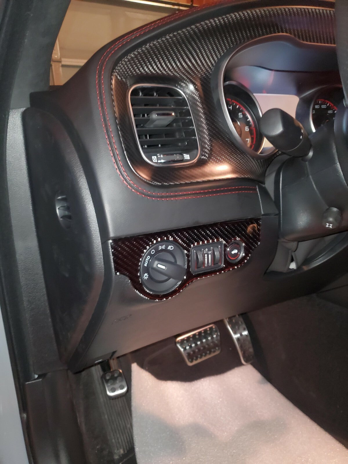 for Dodge for Challenger Charger 2015-2022 Headlight Knob Switch Trim Carbon Fiber