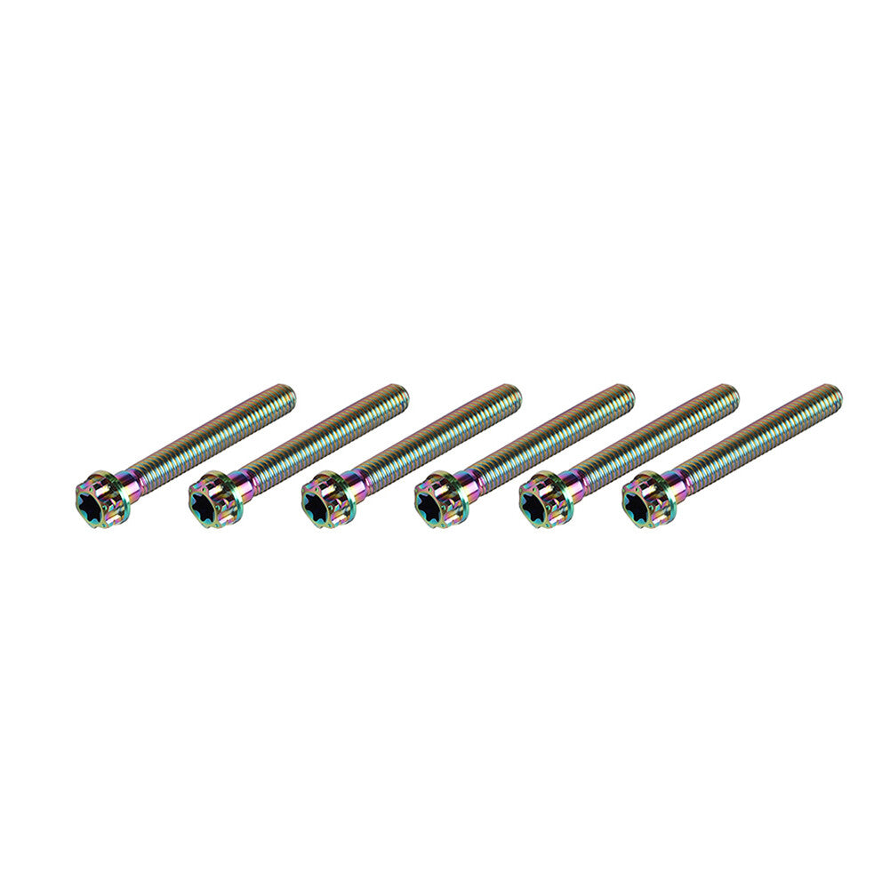 6pcs Bolts Torx Head Flange Screws M6x55mm Rainbow For Motorcycle Bike