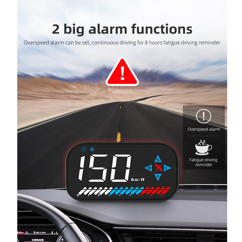 Car digital GPS speedometer, head-up display (HUD), overspeed warning (MPH, KM/H) n