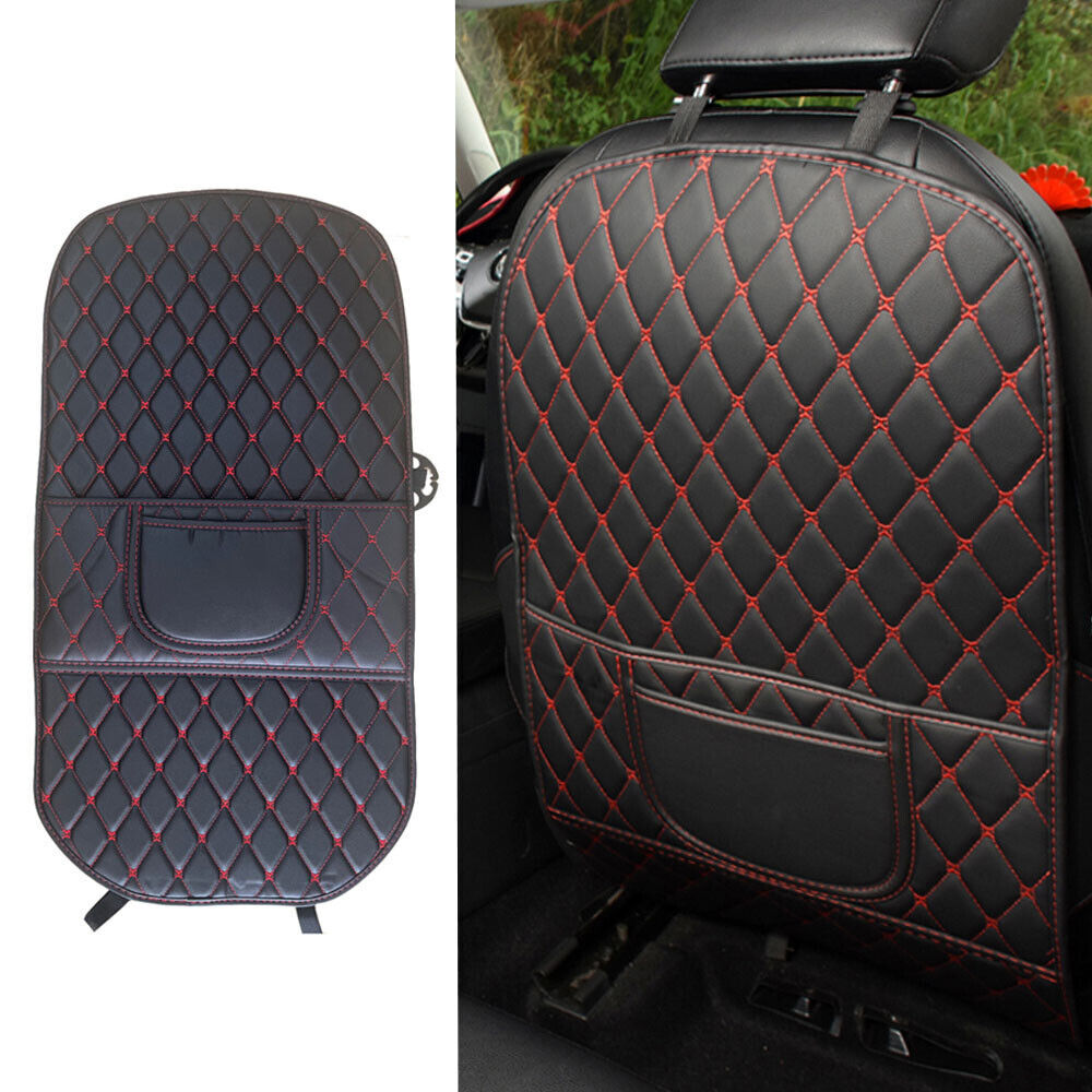 1x Car for Seat Back Anti-Kick Pad Mat Leather Protector Storage Cover Accessories