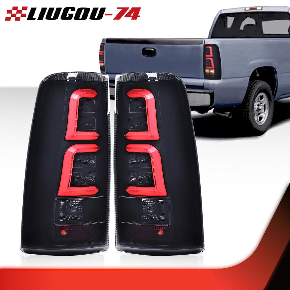 Fits 1999 - 2006 for Silverado L + RH LED Tail Lights Black/Smoked - v