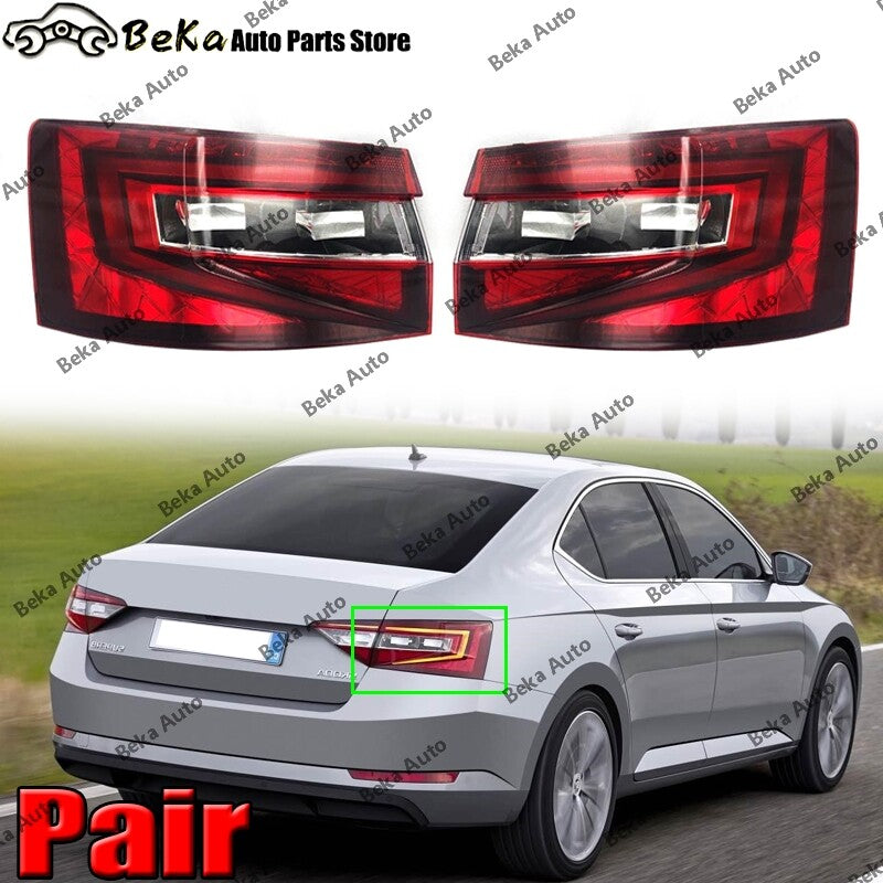 Pair for Skoda Superb 2016-2018 LHRH outer Rear LED Tail Lamp Brake Stop Lamp