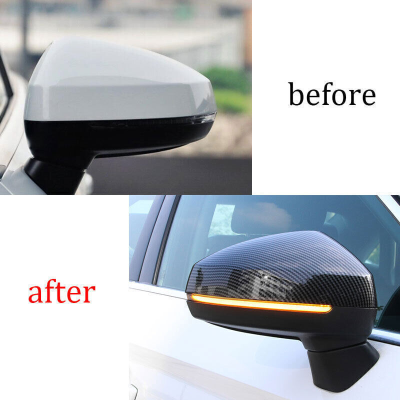 for Audi A3 S3 2014-20 ABS Carbon Fiber Exterior Rear View Mirror Cap Cover Trim