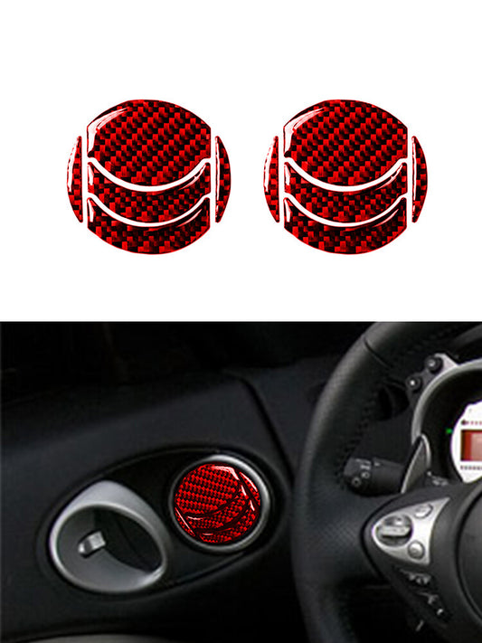 Red Left & Right Air Vents Trim Cover Carbon Fiber for Nissan 350Z 2006-2009