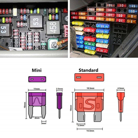 140pcs Auto Blade Fuse Assortment Kit for Mini Medium Standard Car,Truck,Motorcycle n