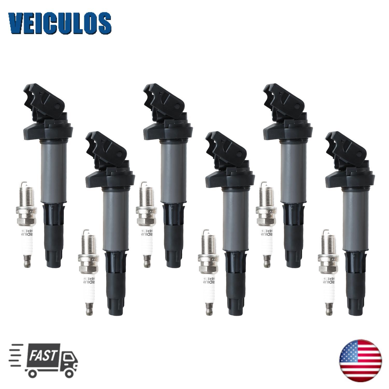 6X Ignition Coil  Iridium Spark Plug for BMW 330Ci 325i 525i 745i X3 X5 UF522