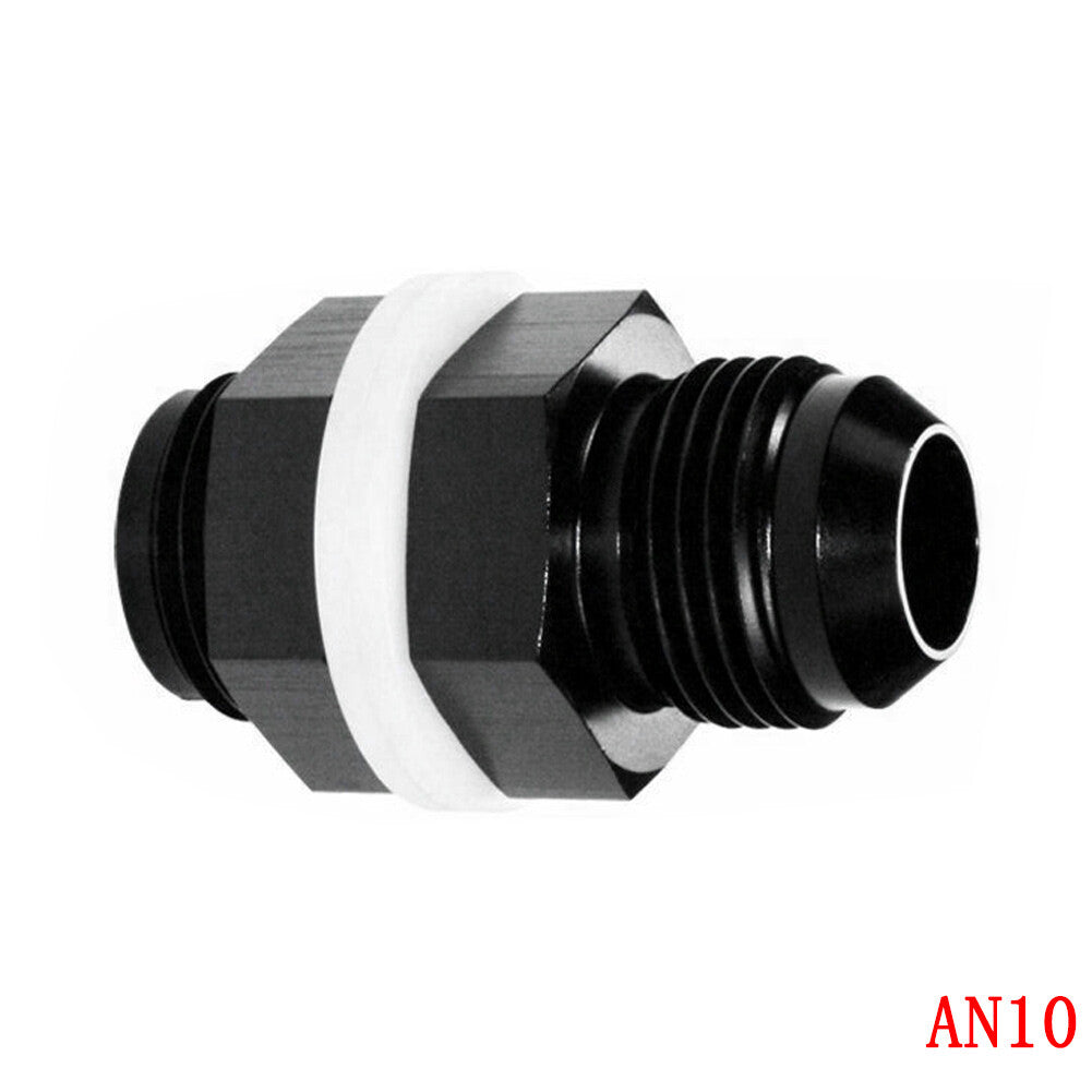 10 AN AN10 Flare Fuel Cell Bulkhead Fitting With Washer Black Q