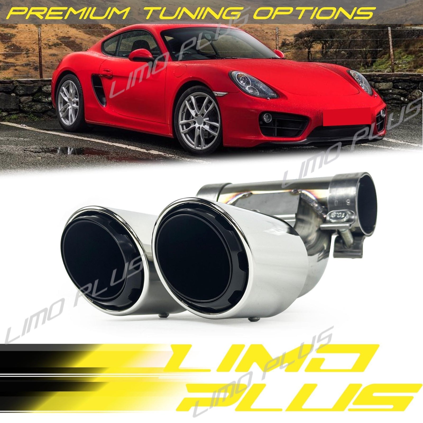 Chrome Exhaust Tips Tailpipe 3-Layer for 2013-2016 for Porsche 981 Cayman Q