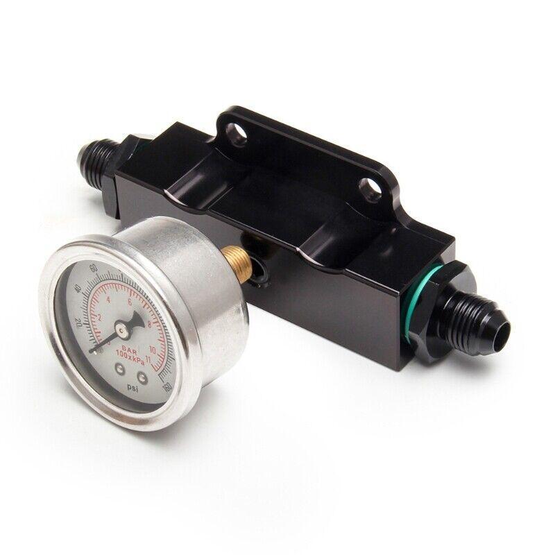 Automotive Inline 6 AN6 Fuel Filter with 1/8 NPT Pressure Gauge and Motor Performance - n