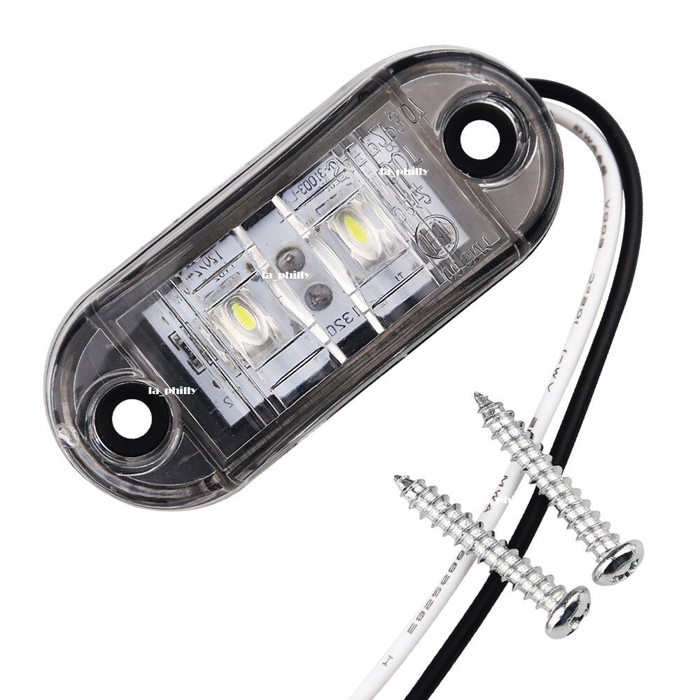 2 LED 12V / 24V Vehicles Truck Lorry Side Marker Turn Lamp Lights-White Q
