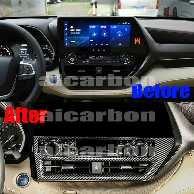 for Toyota Highlander 2020-22 Carbon Fiber Central Console Navigation Frame Trim