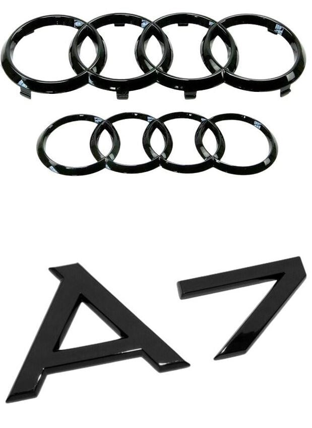 Suitable for Audi A7 range hood rear badge, curved ring, front boot badge, glossy black, 2012 - 2018