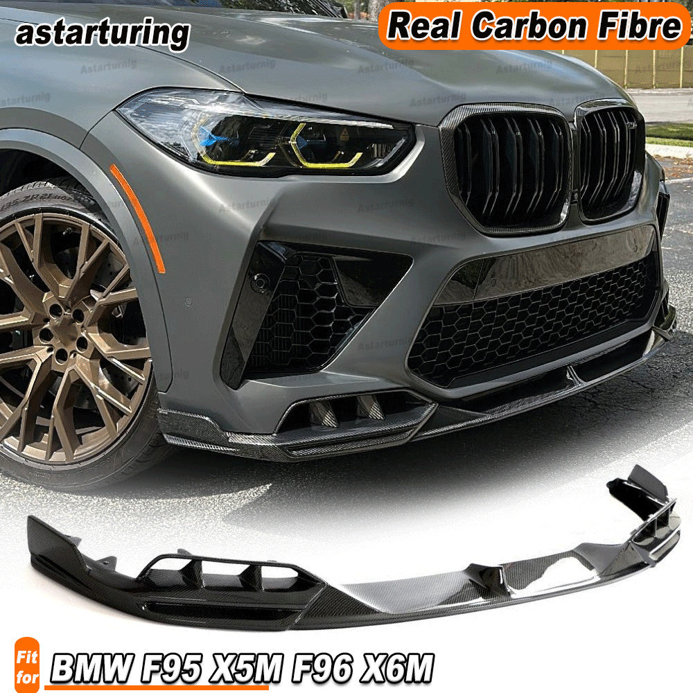 Fit for BMW F95 X5M F96 X6M 19-24 REAL Carbon Front Bumper Lip Spoiler Splitter