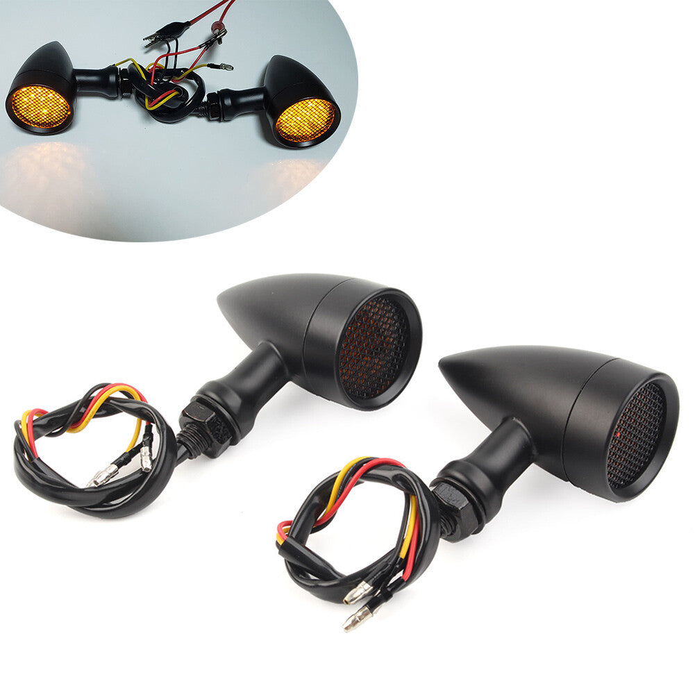 Motorcycle Turn Signal Amber LED Blinker Indicator Light for Harley for Honda Black Q