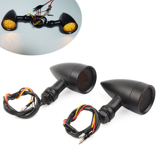 Motorcycle Turn Signal Amber LED Blinker Indicator Light for Harley for Honda Black Q