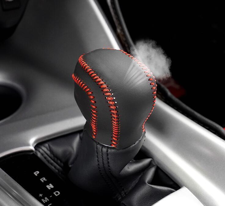for Toyota C-HR 18-2022 Black+Red Leather Console Gear Shift Knob Cover Trim 1X