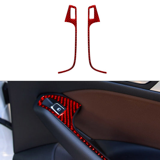 Red Carbon Fiber Center Gear Shift Panel Cover Trim For Explorer 2020-2023 v