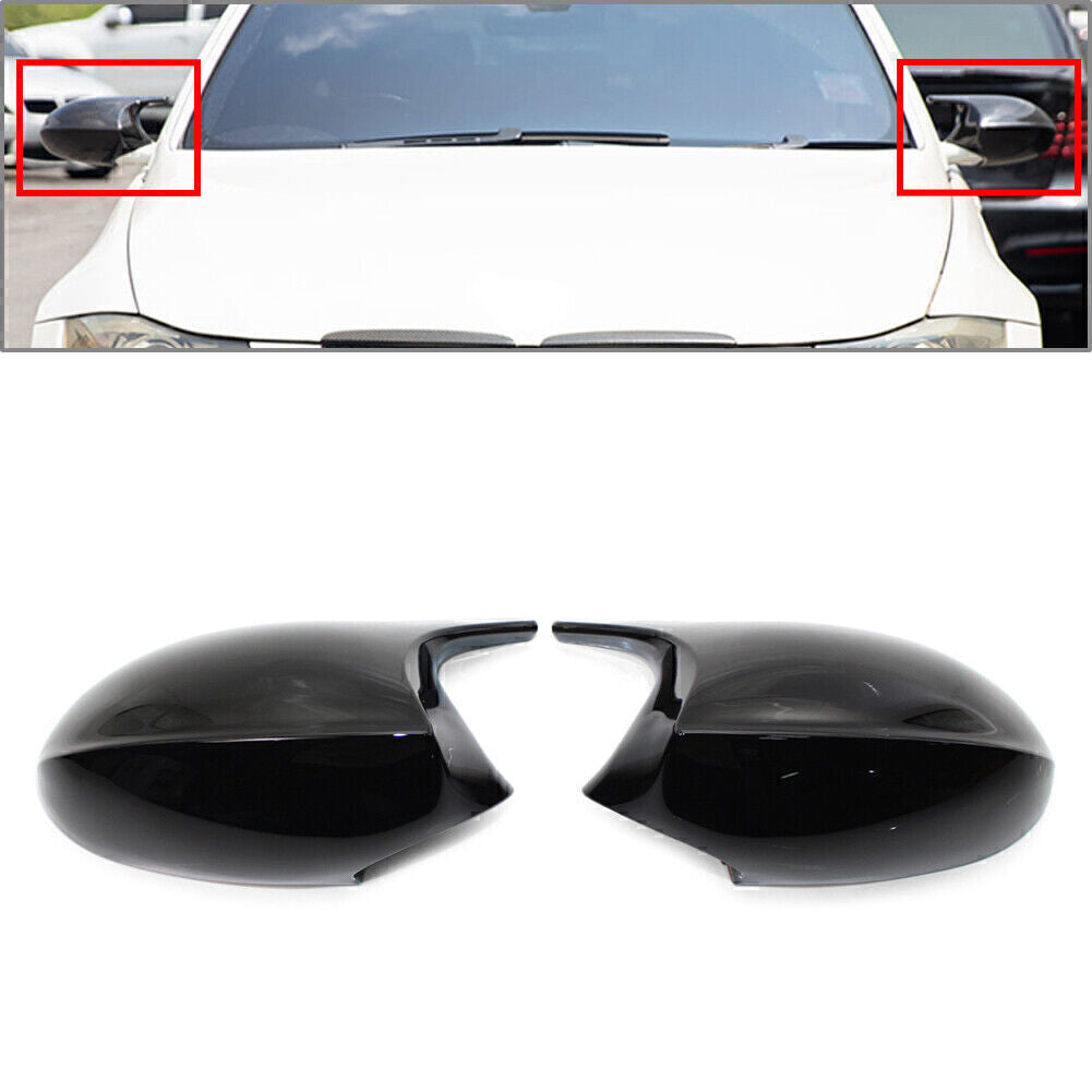 2pcs Gloss Black Rear View Mirror Cover Shell Fit for BMW E90 E91 328i 328xi 335xi Q