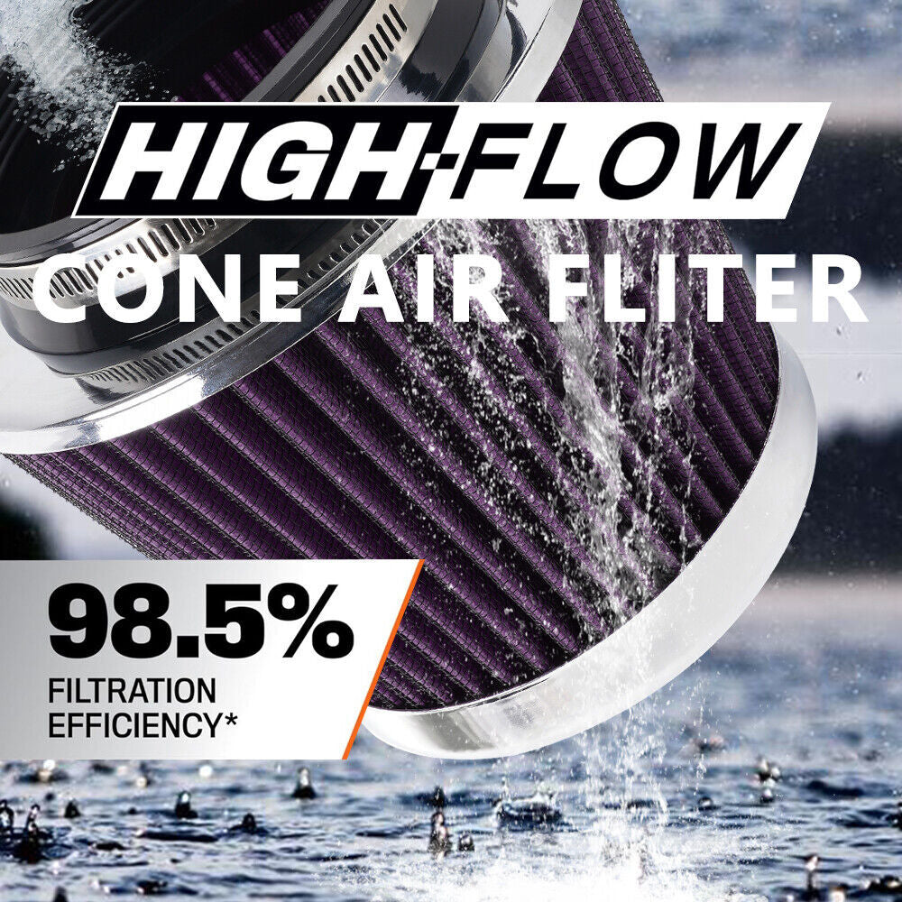 Cold Air Intake High Flow Performance Purple Air Filter 3/3.5/4 Inlet 5 Tall Q