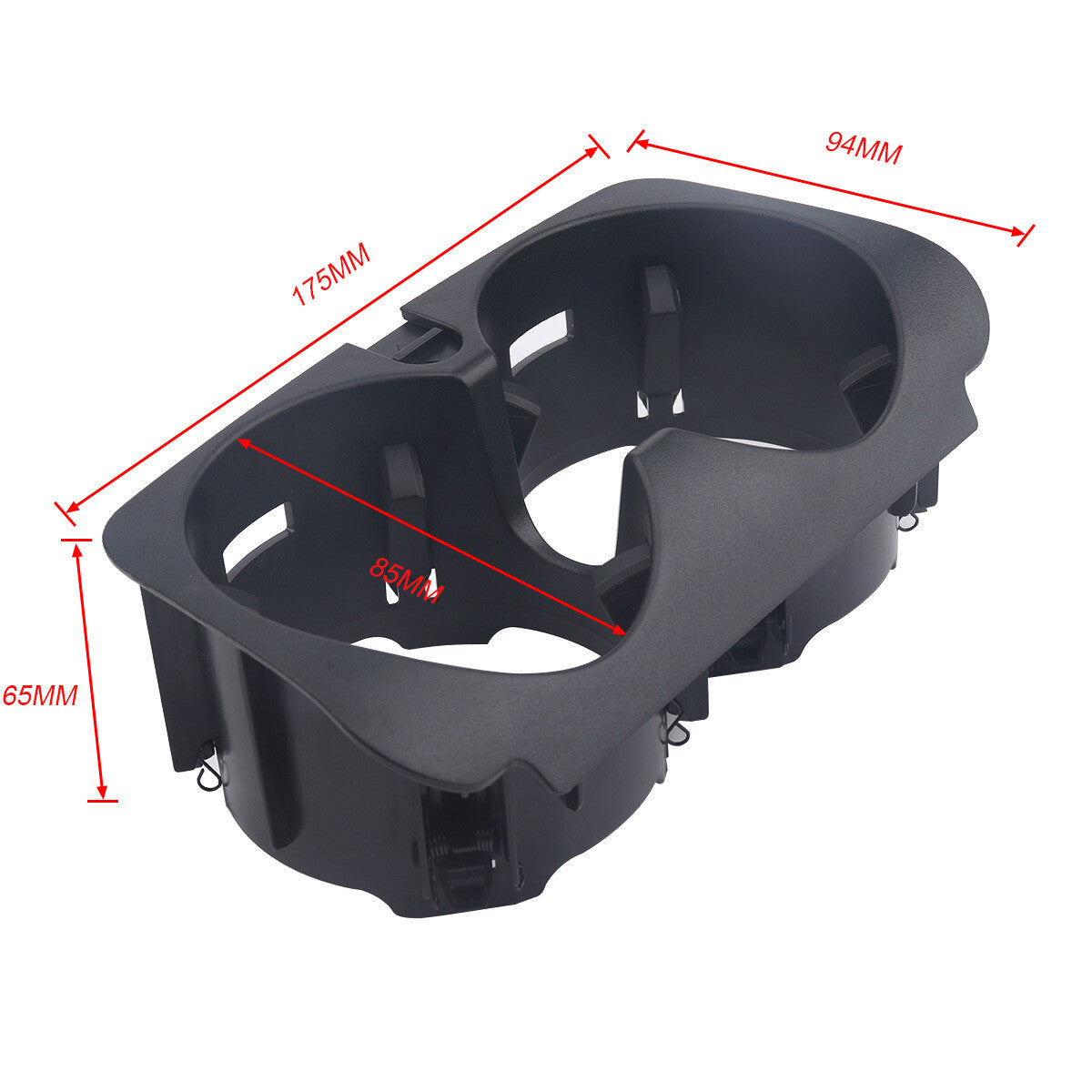 Black beverage cup holder for W205, C-Class, W213, E-Class, and W253 center console. n