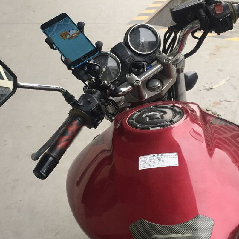 Cell Phone Mount Holder For Motorcycle Handlebar Fast Charger v