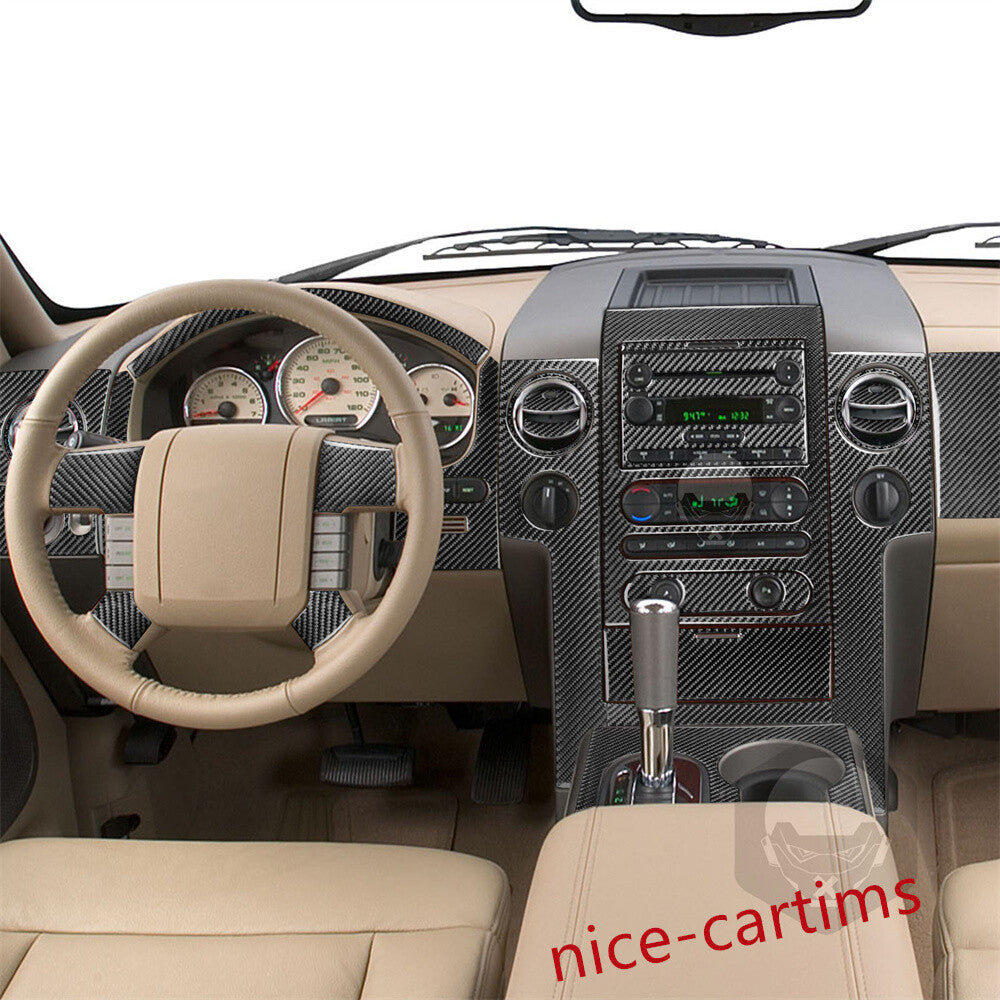 50Pcs Carbon Fiber Interior Full Set Decor Trim Kits for Ford F150 FX4 2004-2008