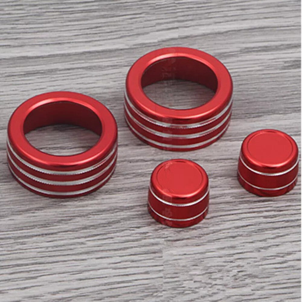 4ppcs/set Red AC Climate Control Radio Volume Knob Ring Covers For E90 E91 n