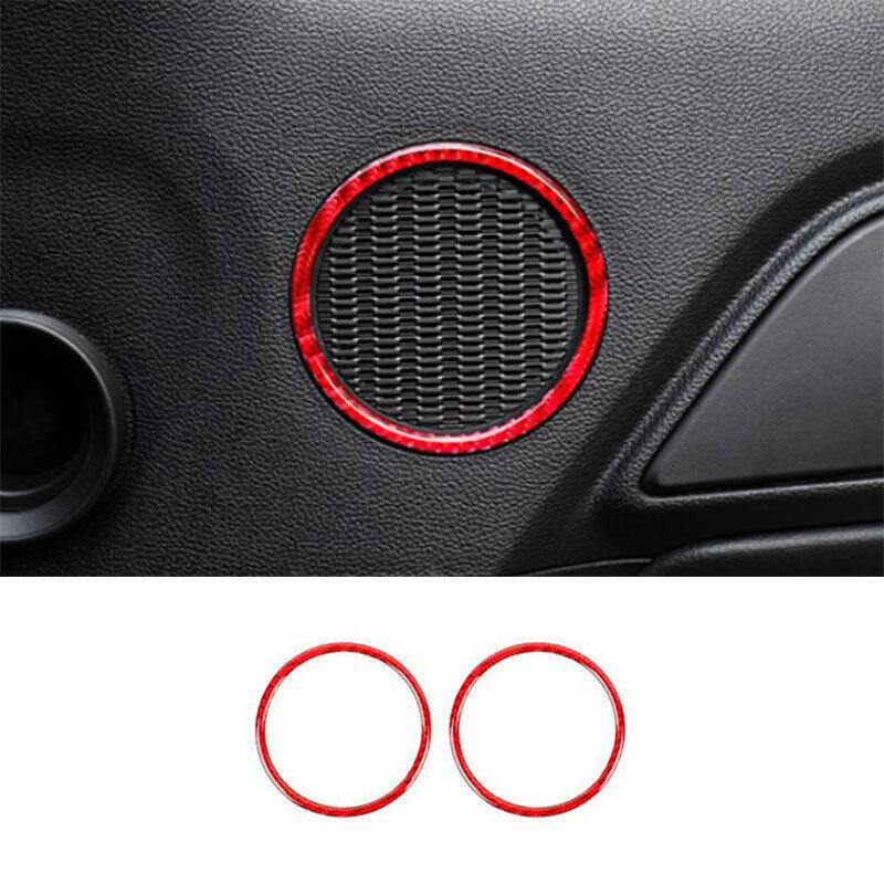 for Ford for Mustang for Shelby 2015-2022 Red Carbon Fiber Inner Door Horn Frame Cover
