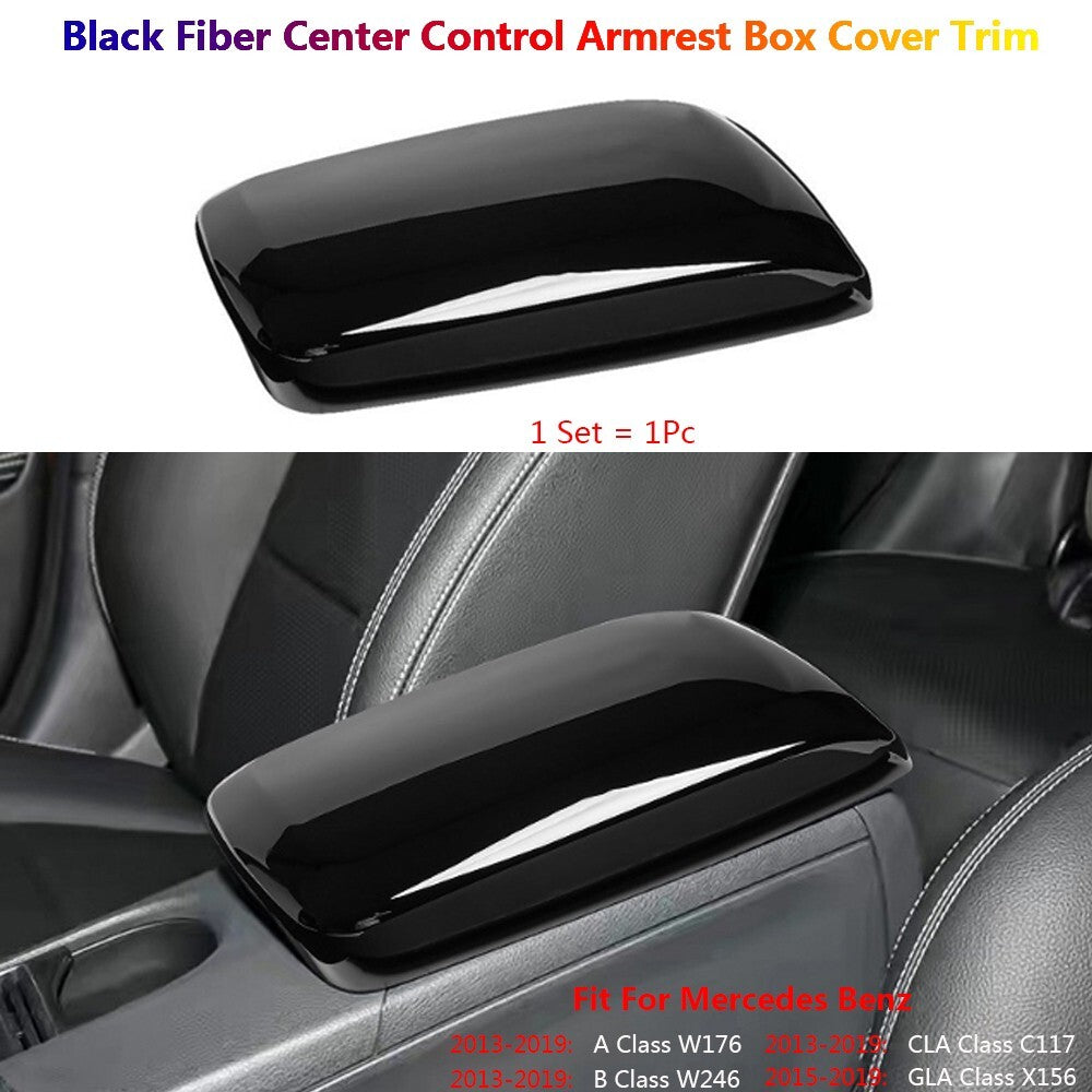 Black for Mercedes-Benz W176 W246 CLA C117 GLA X156 Car Armrest Box Panel Cover