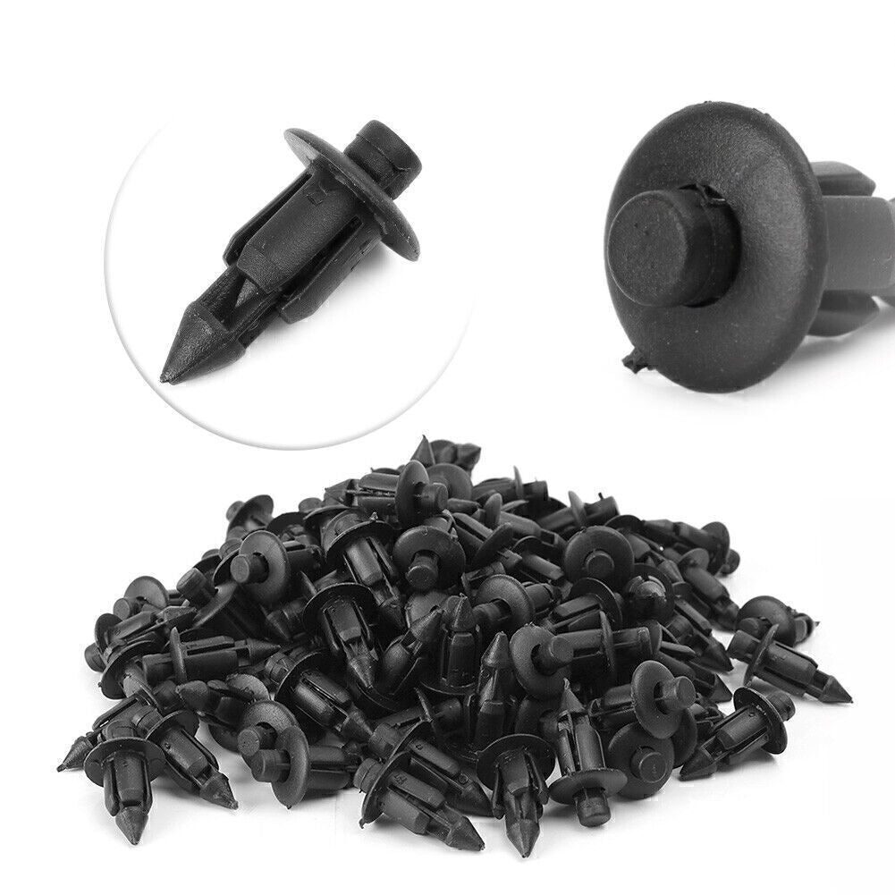 100pcs Car Plastic 6mm Hole Rivets Fastener Clips Bumper Push Pin Retainer Trim
