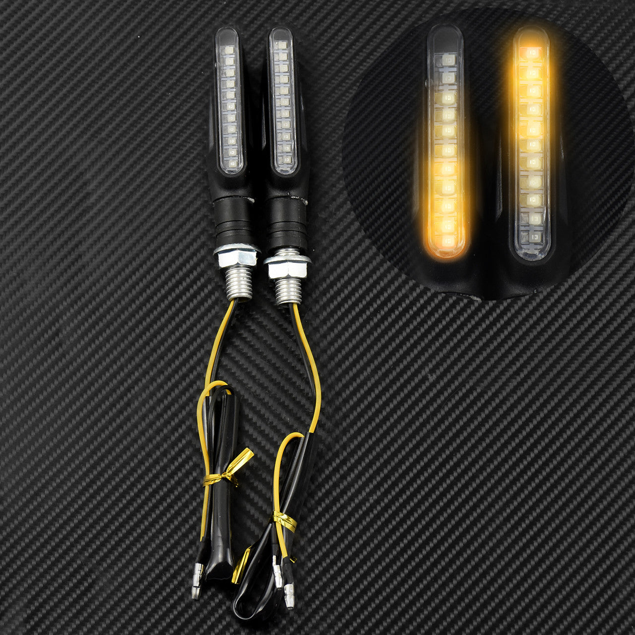 2pcs Motorcycle Flowing Bike LED Amber Turn Signal Light Indicator Blinker Lamp Q