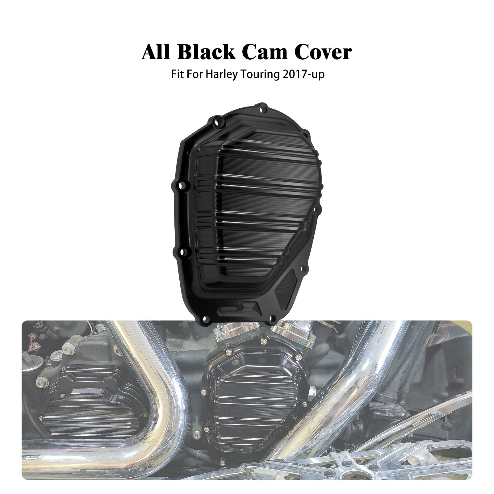 Black Side Cam Engine Cover Fit for Harley Touring Road Electra Glide 2017-2023 Q