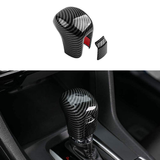 Carbon Fiber Style Gear Shift Knob Cover Trim for Honda for Civic Sedan 2016-2021 Q