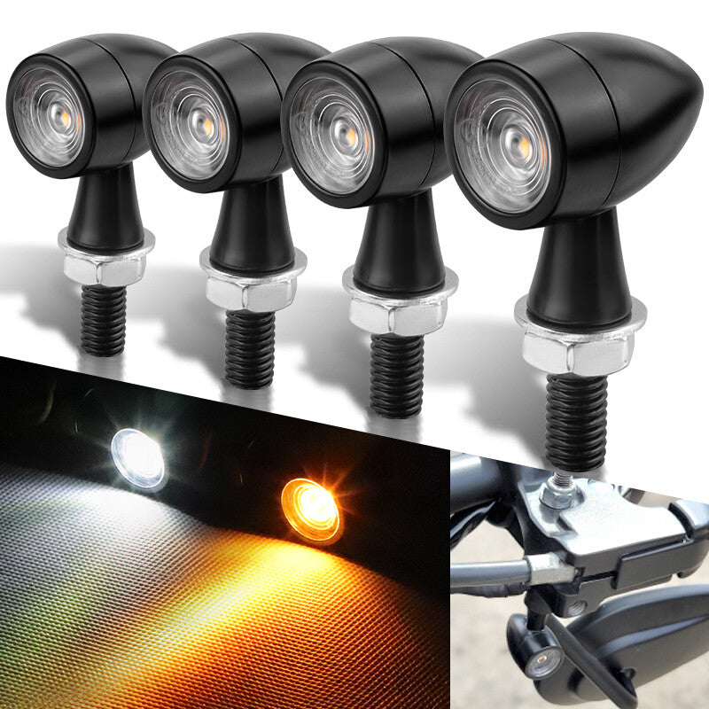 4X Motorcycle LED Bullet Turn Signal Running Light Blinker For Bobber Cafe Racer