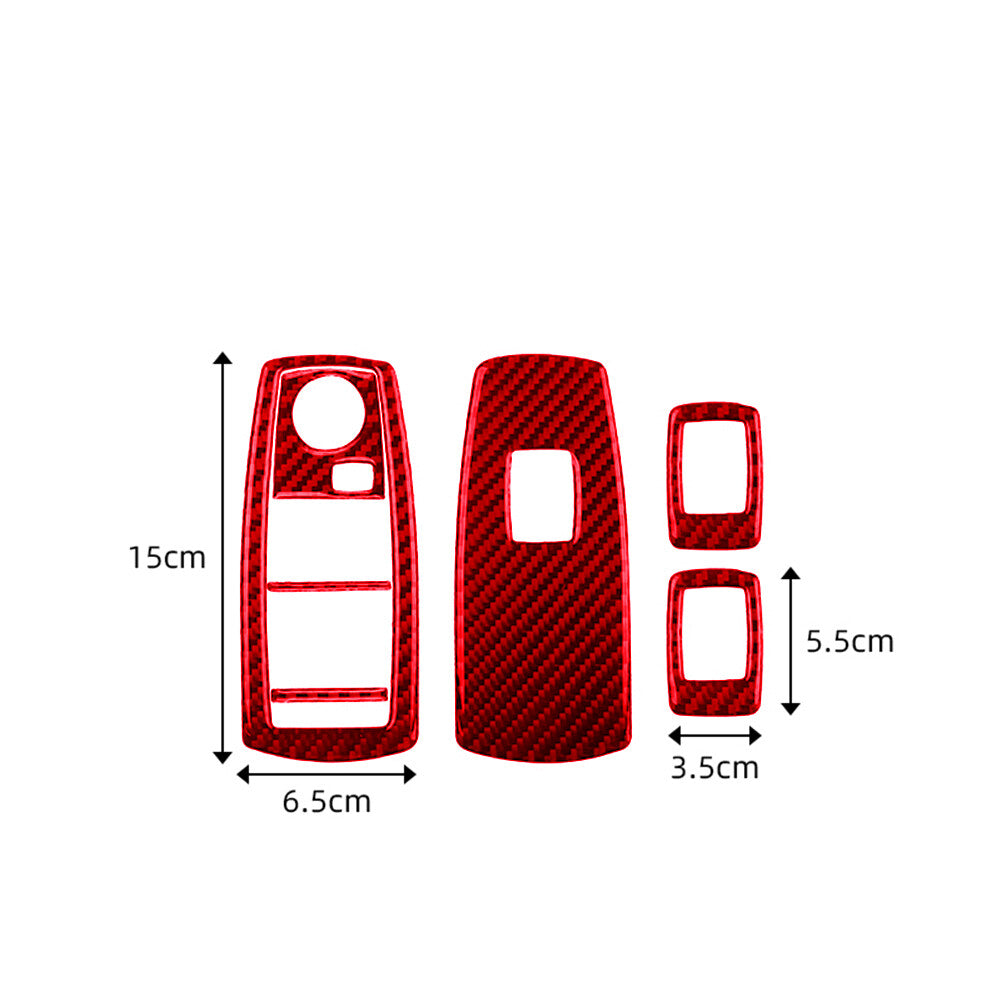 Red Carbon Fiber Power Window Switch Trim Type A for BMW X3 2004-2010