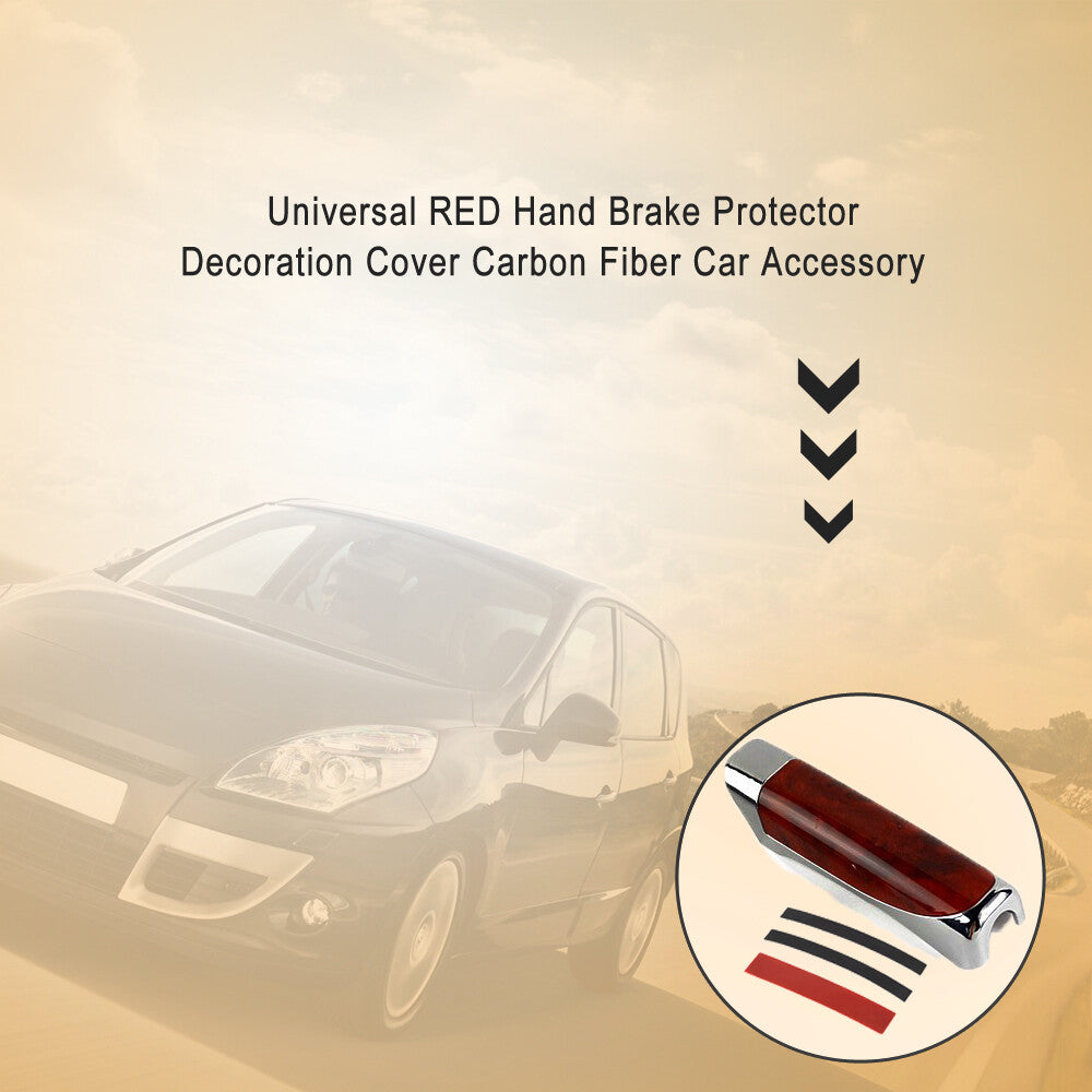Universal carbon fiber style automatic handbrake protective cover, red - n