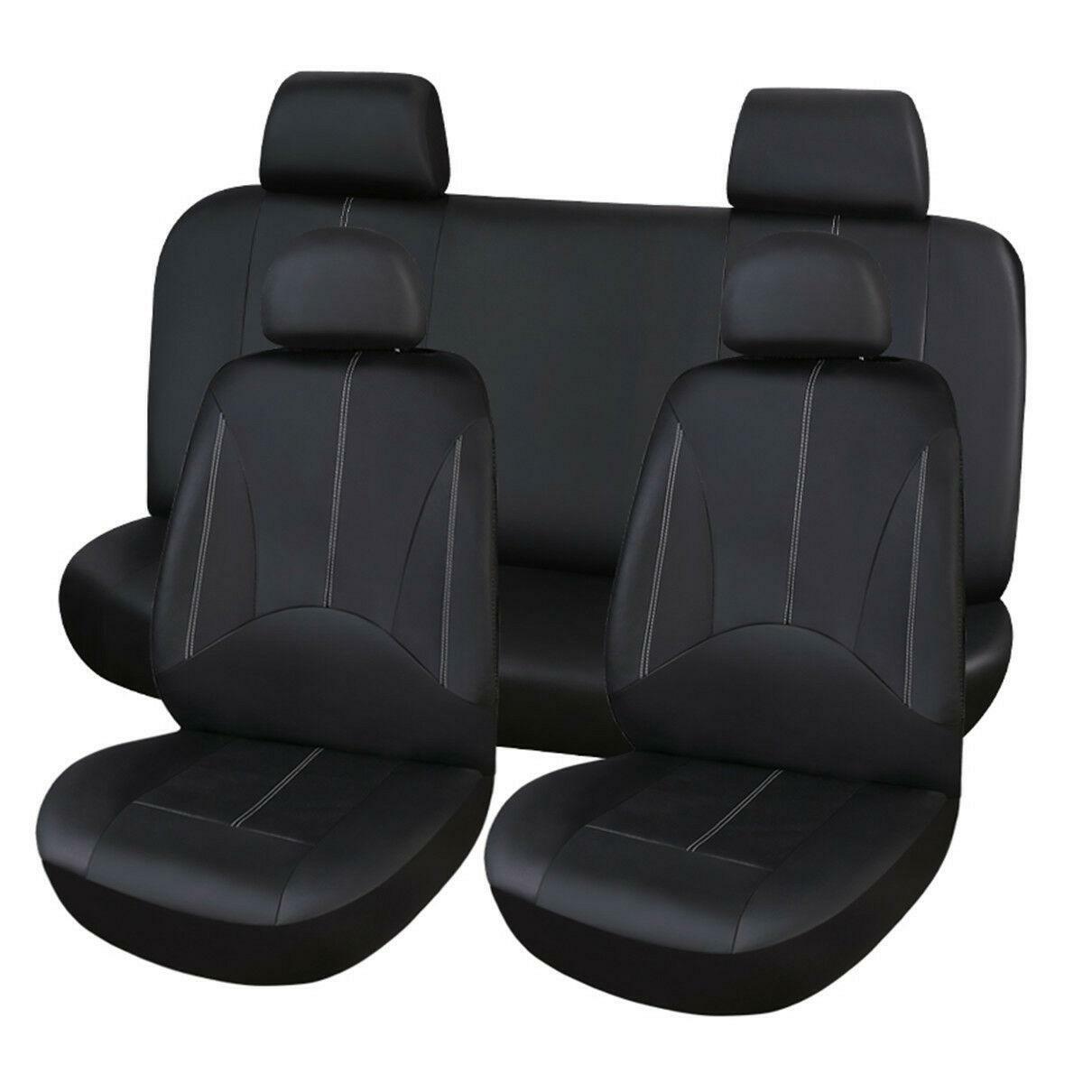 Full set of car for seat covers, front and rear for seat cushion protection, polyurethane synthetic leather, black. n