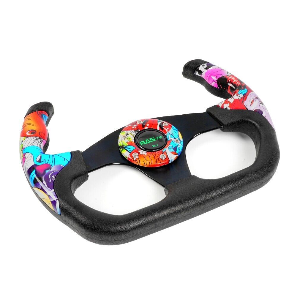 13inch/325mm Model U Plaid Graffiti Style Racing Steering Wheel w/ Horn Button