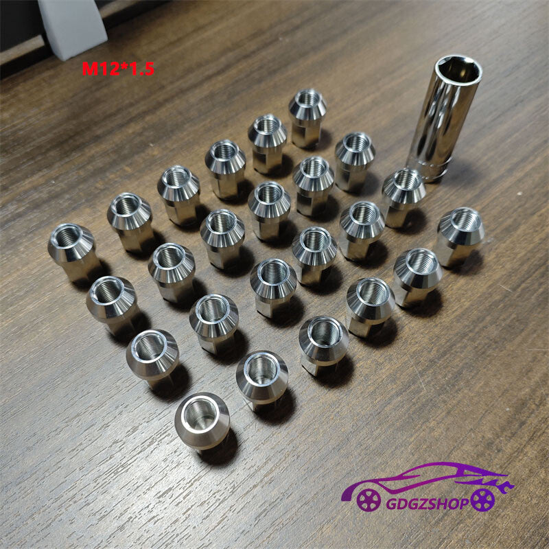 24pcs M12*1.5 Stainless Steel Wheel Nuts Lug Nuts Hex 19mm Length 35mm Q